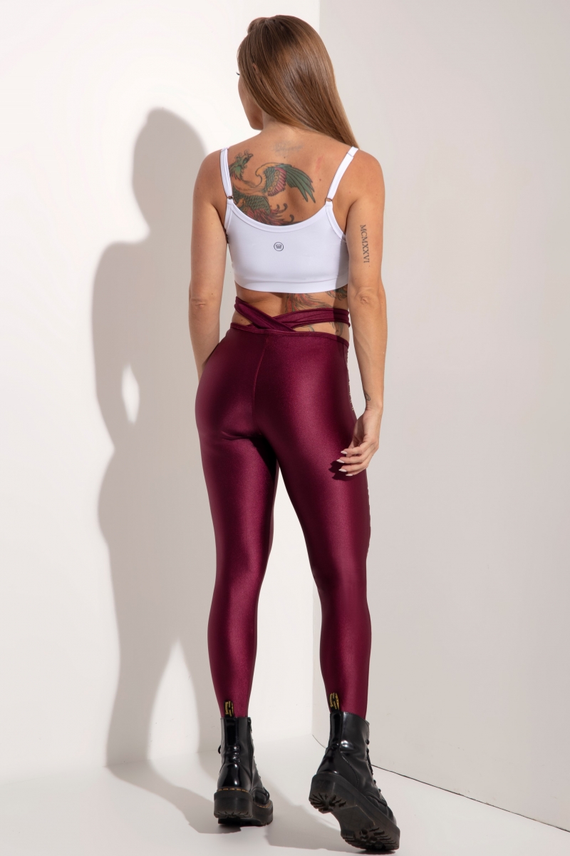 Hipkini - Legging Sky Fitness  Marsala  com Cós Cruzado - 3339133