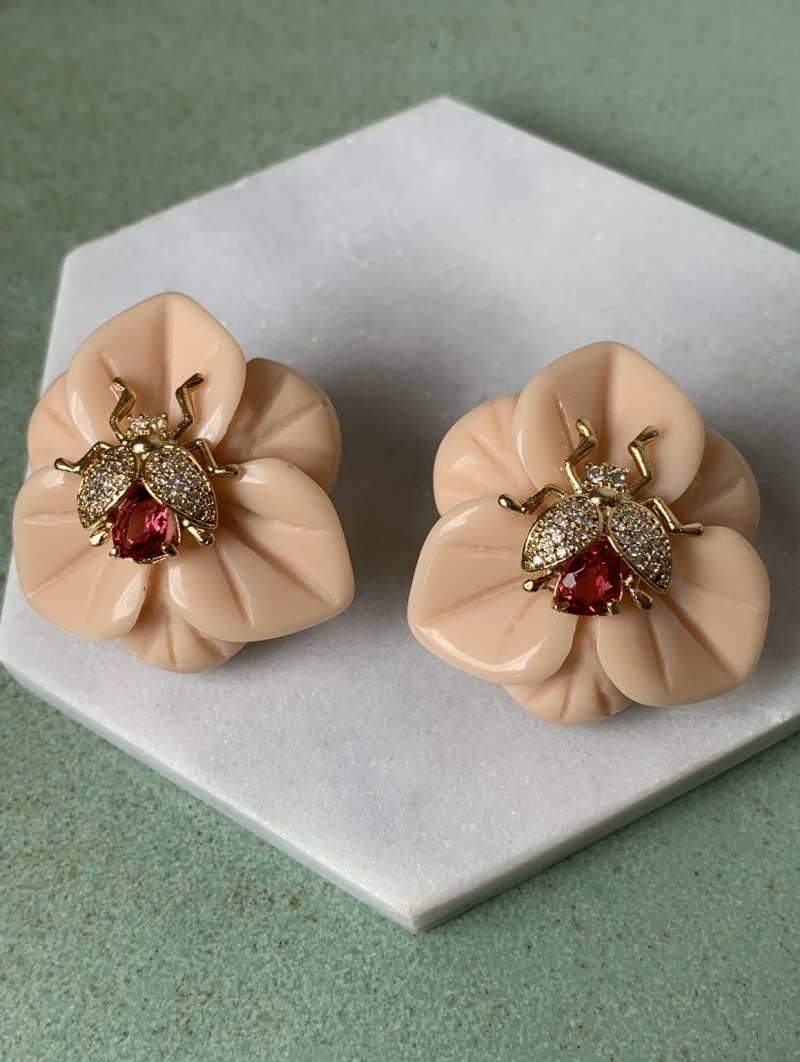 Mikabe - Earring Bee Flower Peach - Mk719