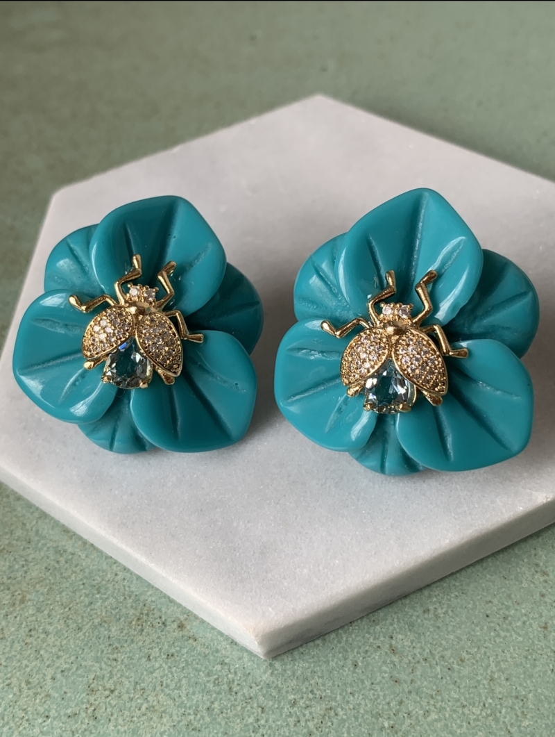 Mikabe - Earring Bee Blue Flower - MK721