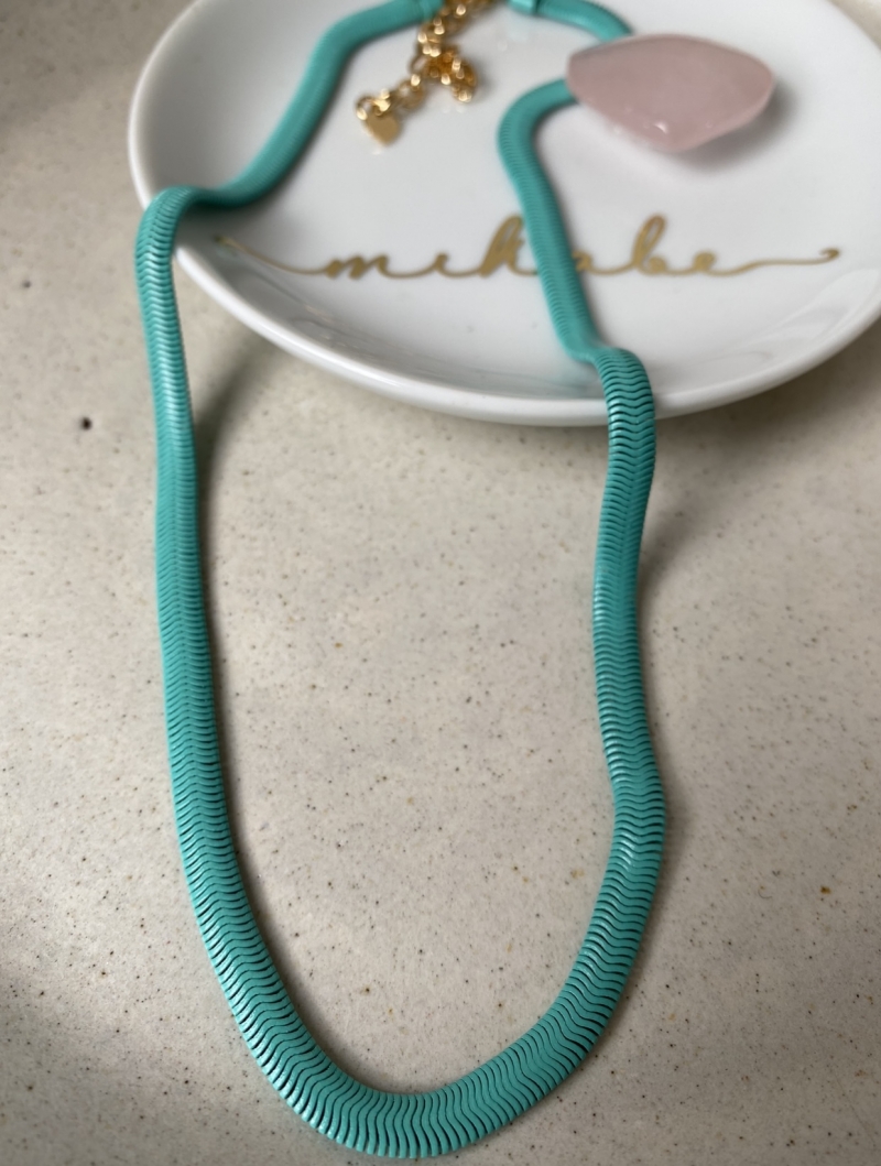 Mikabe - Turquoise Colored Snake Mesh Necklace - MK758