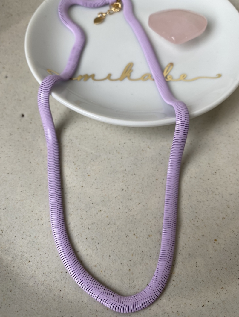 Mikabe - Lilac Colored Snake Mesh Necklace - MK759