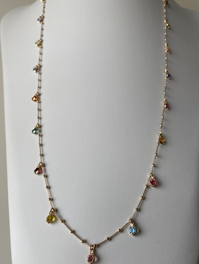 Mikabe - Long Necklace Colored Crystals - MK767