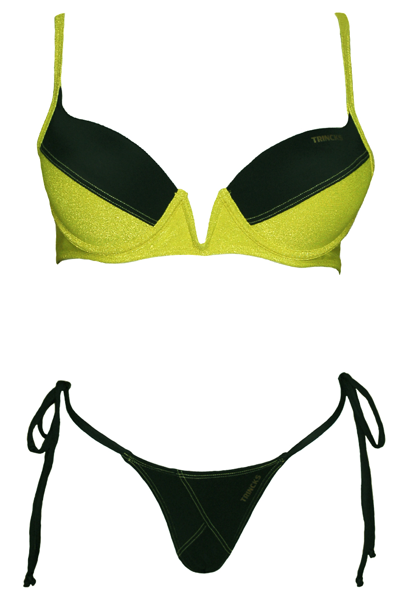 Trincks Beachwear - Biquini Trincks Aro V Lurex Preto/Neon - BQ112