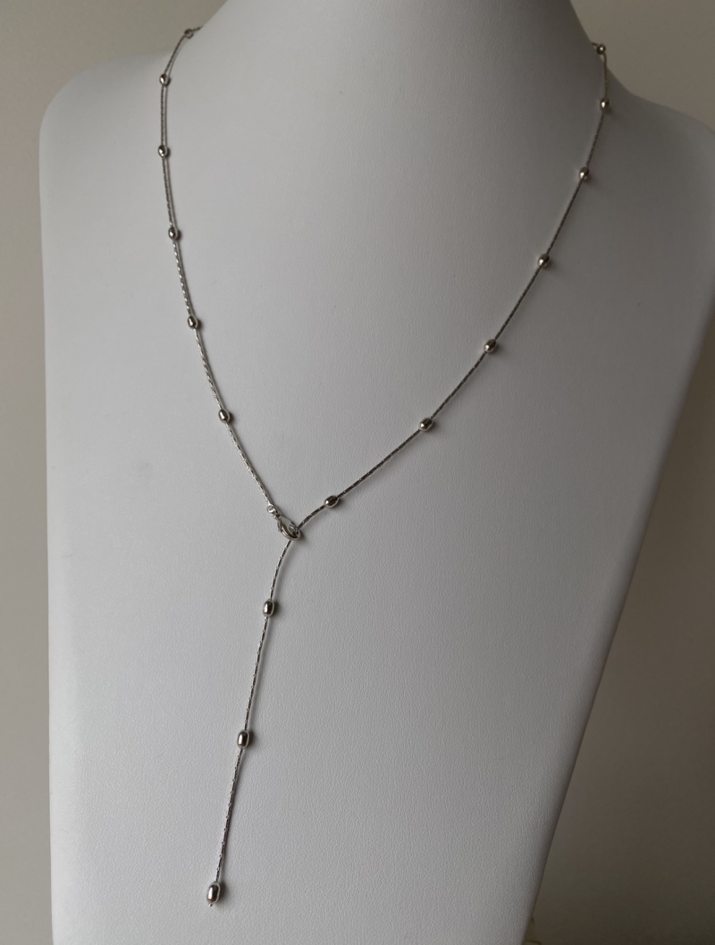 Mikabe - Necklace White Polka Dot Rhodium Necklace - MK815