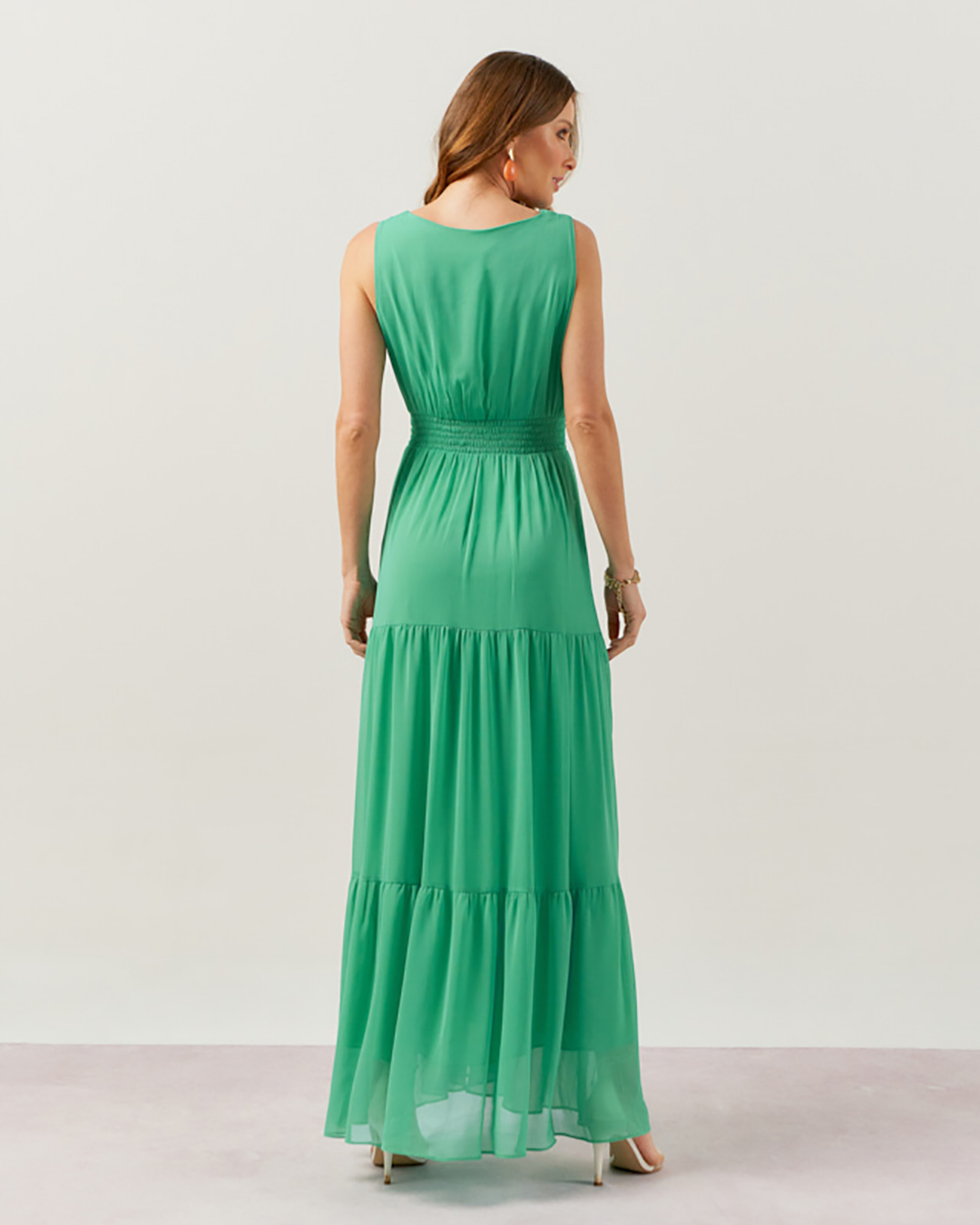 Innocence - Vestido Innocence Longo Lastex na Cintura Verde - 50675VDE