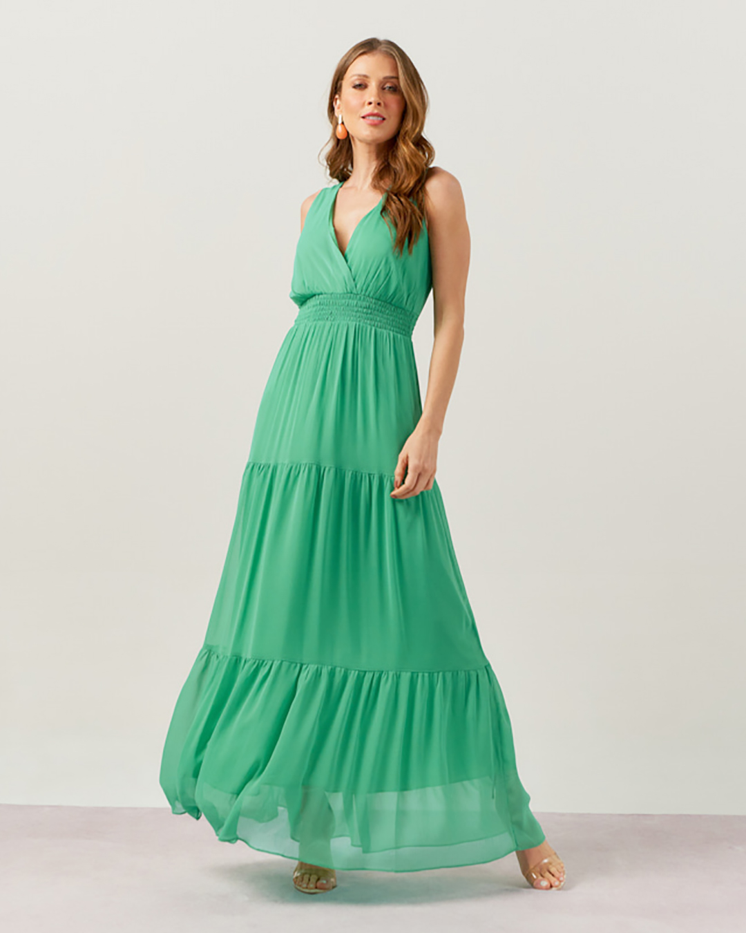 Innocence - Lastex Long Innocence Dress at Green Waist - 50675VDE