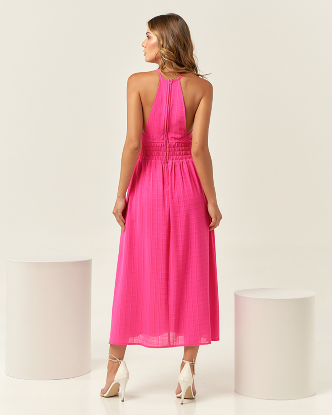 Innocence - Vestido Innocence Midi Regata Cavado Pink - 50625PINK