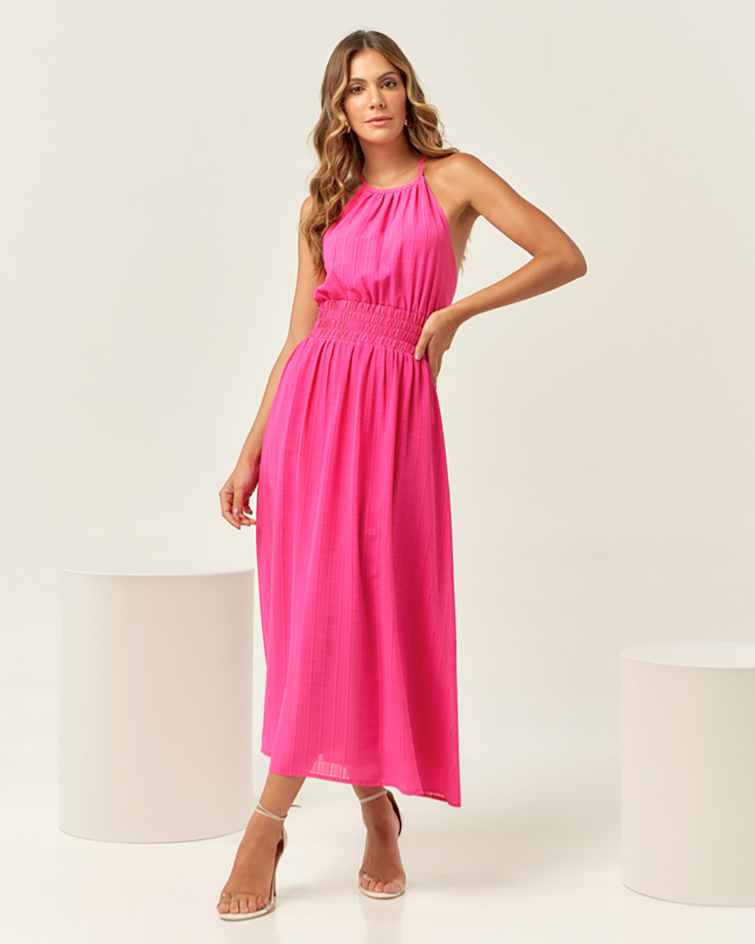 Innocence - Vestido Innocence Midi Regata Cavado Pink - 50625PINK