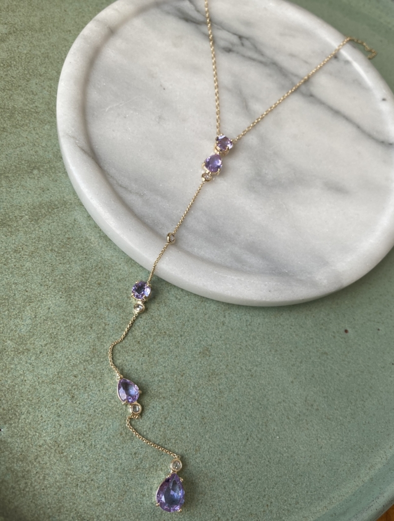 Mikabe - Necklace Lavender Zirconia Tie - MK834