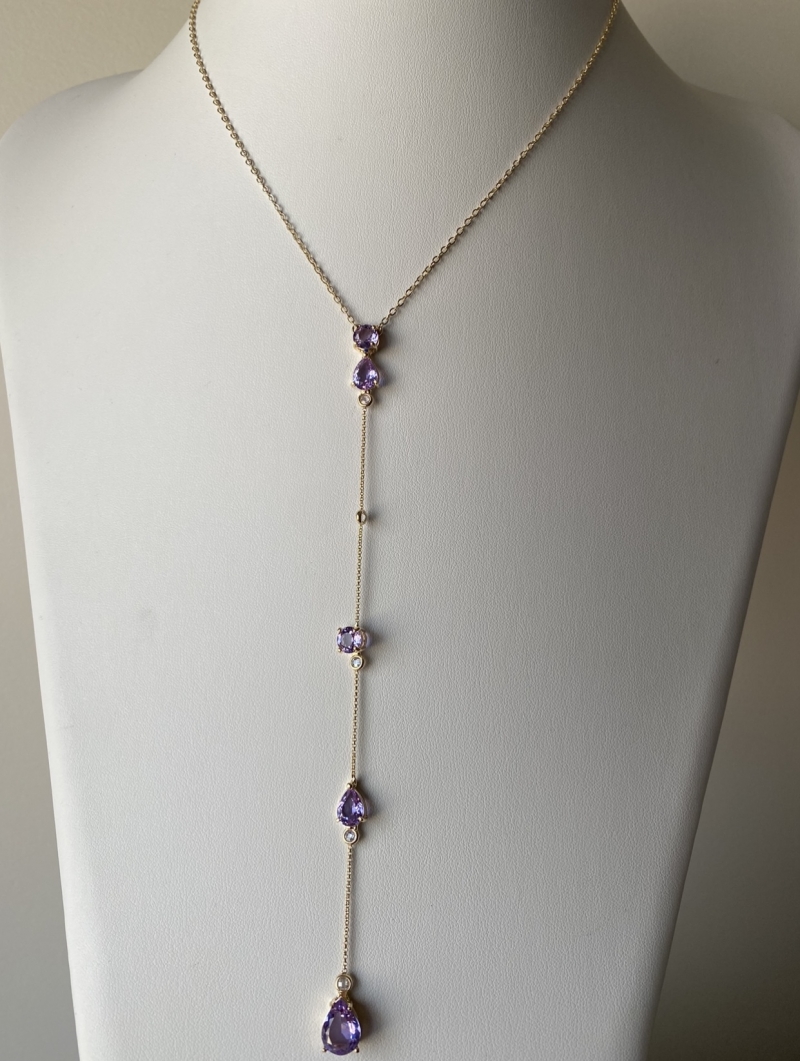 Mikabe - Necklace Lavender Zirconia Tie - MK834