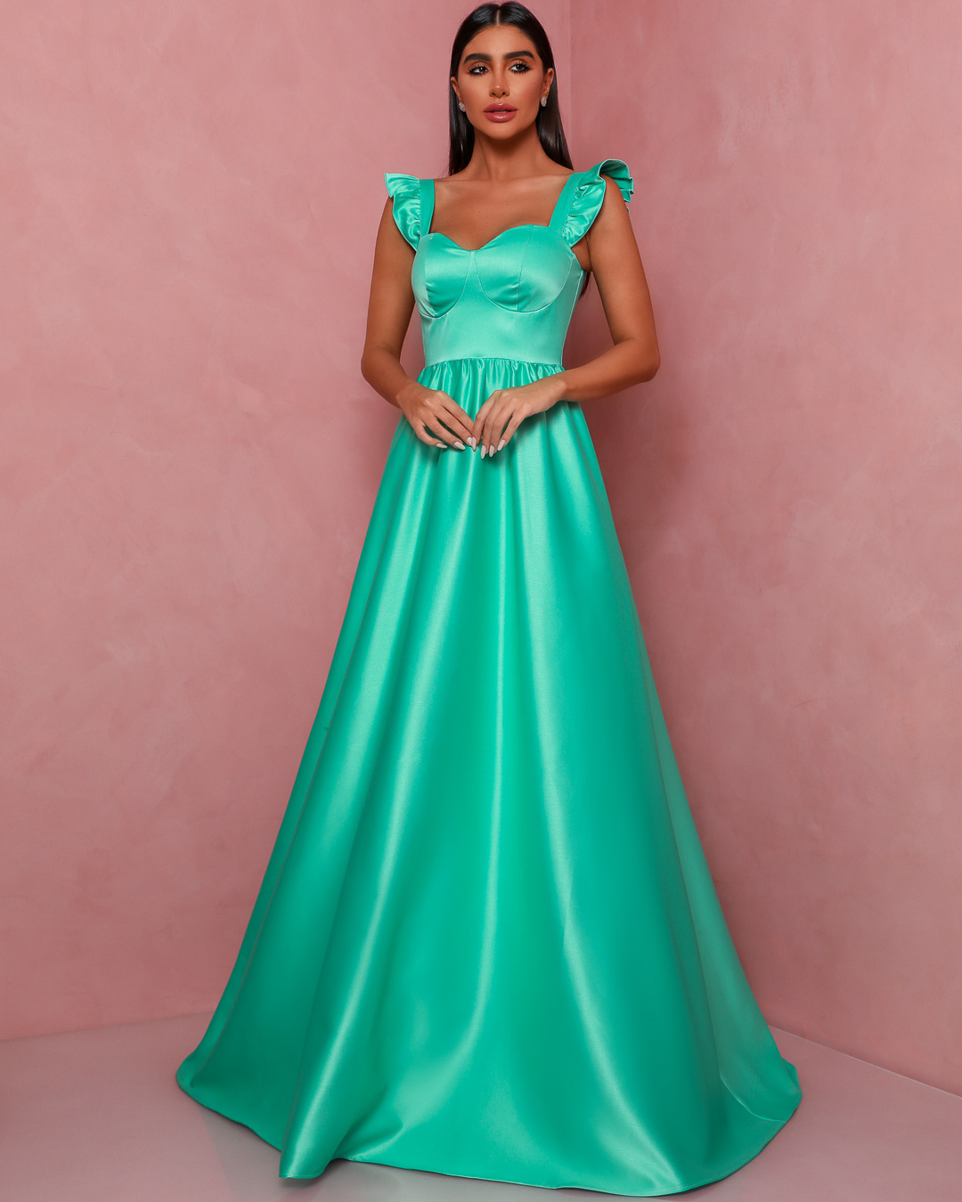 Dot Clothing - Dress Dot Clothing Long Satin Green Water - 1508VDEAG