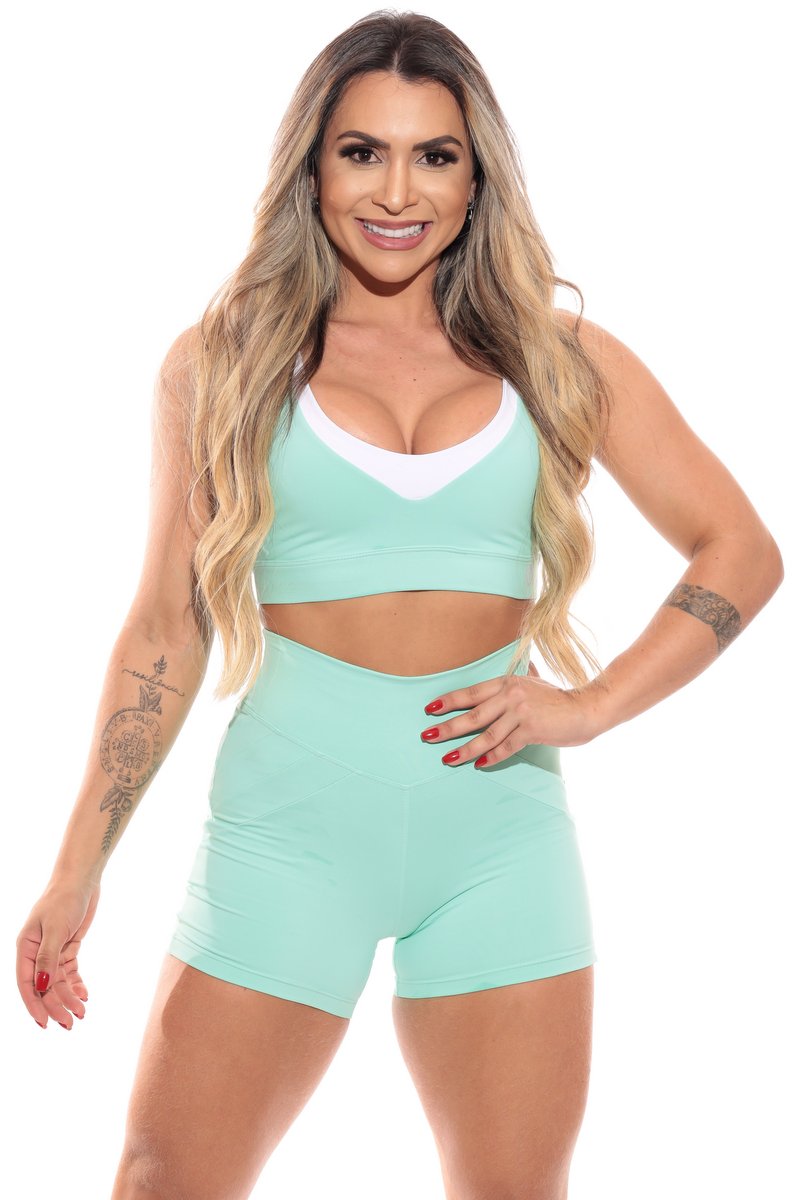 Garotafit - Conjunto Viena Verde Menta - SCJ34HC