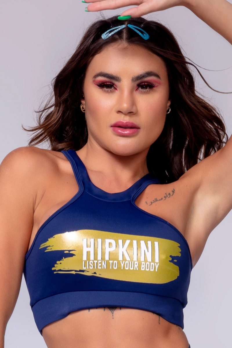 Hipkini - Top Aesthetic Fitness Azul com Ziper nas Costas - 3339255