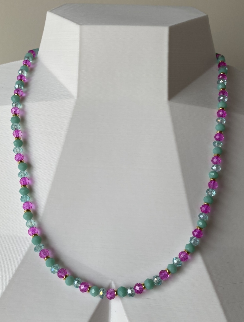 Mikabe - Necklace Crystals Turquoise and Pink - MK868