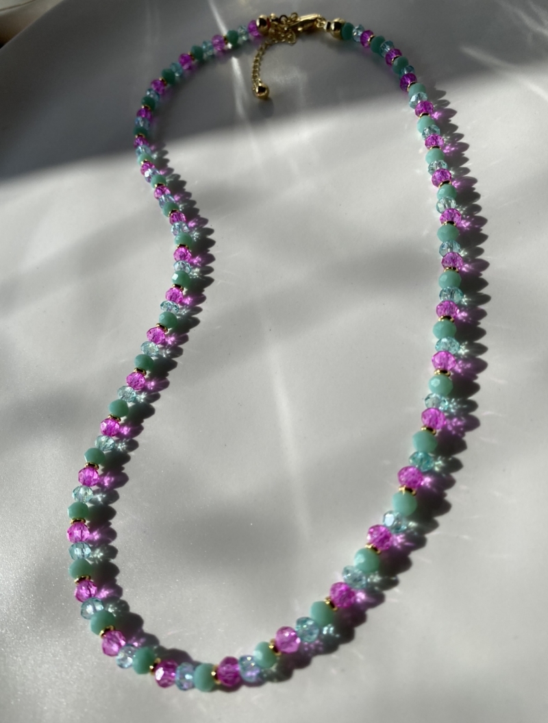 Mikabe - Necklace Crystals Turquoise and Pink - MK868