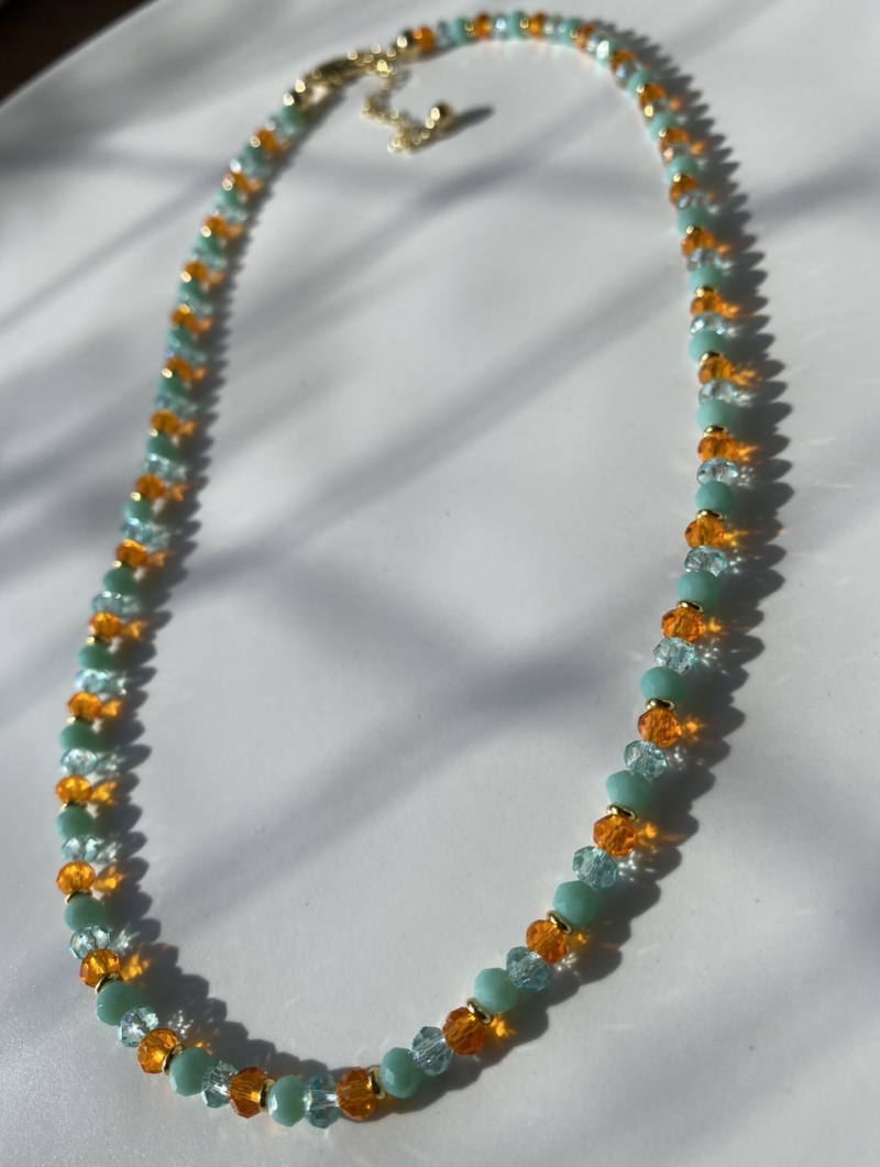 Mikabe - Necklace Crystals Turquoise and Orange - MK869
