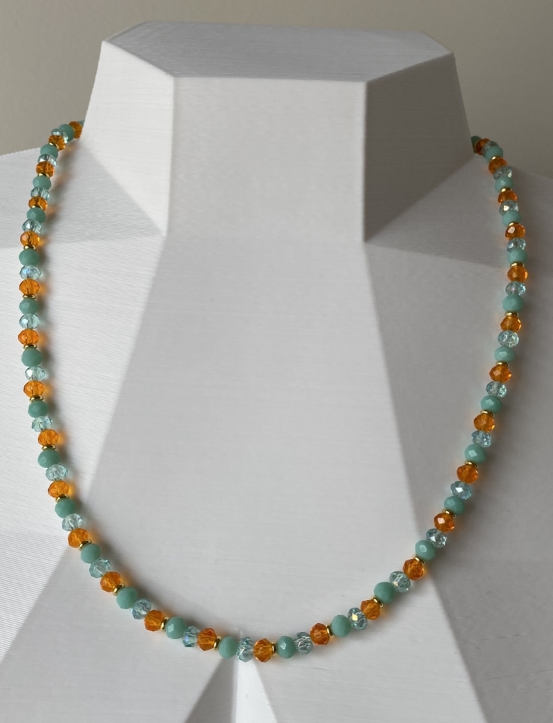 Mikabe - Necklace Crystals Turquoise and Orange - MK869