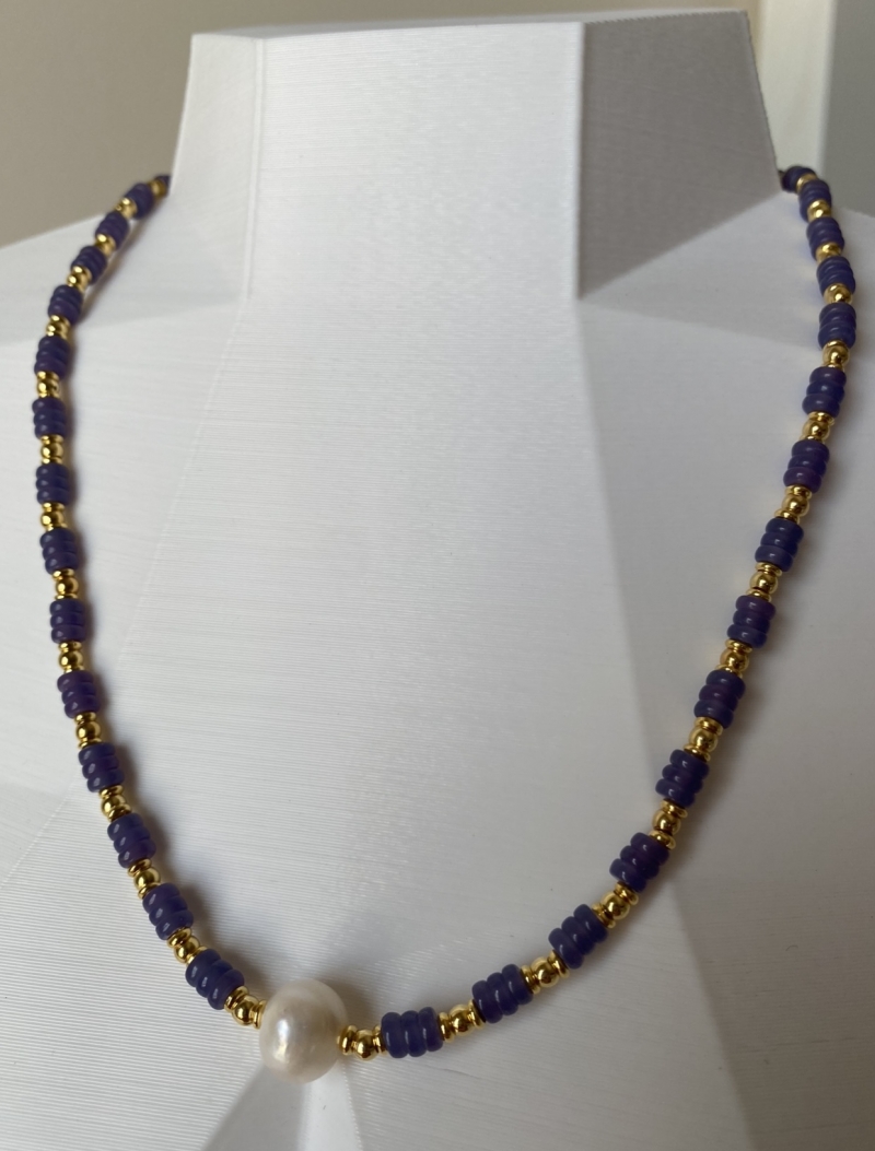 Mikabe - Necklace Jade Purple Pearl - MK871