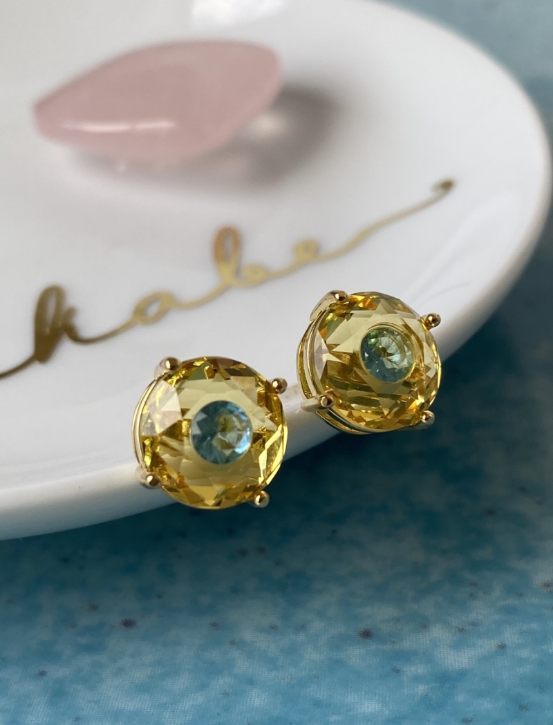 Mikabe - Round Citrine Studded Earring - MK874