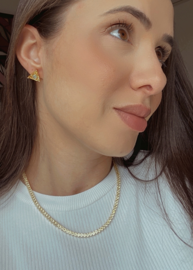 Mikabe - Triangle Citrine Studded Earring - MK875