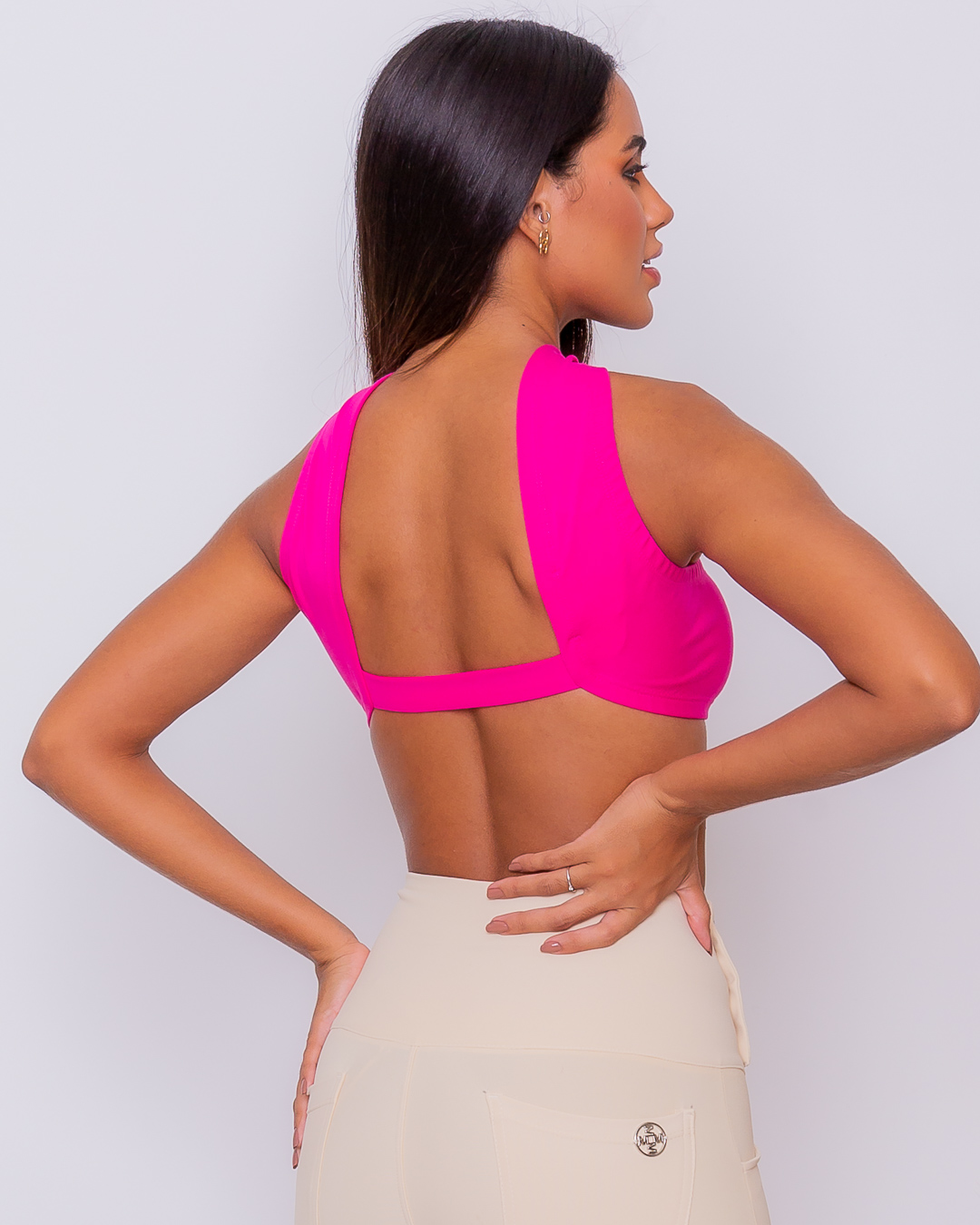 Miss Misses - Cropped Miss Misses With Pink Zipper - 18689054