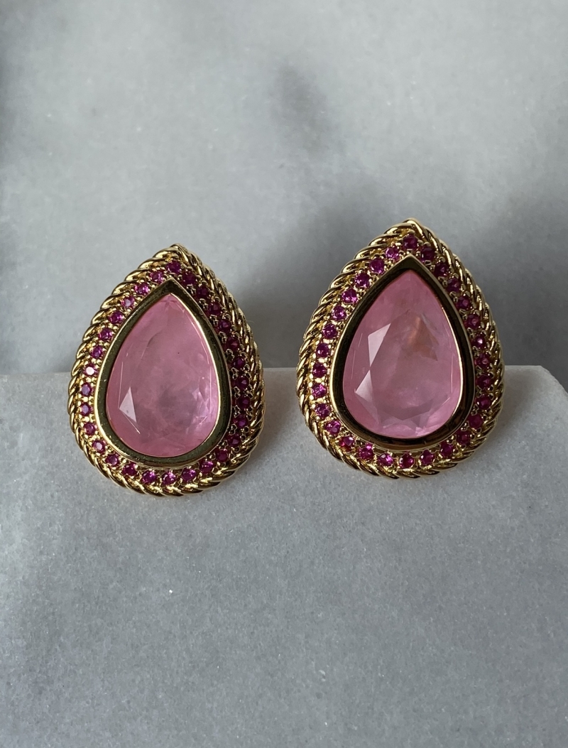 Mikabe - Earring Drop Fusion Pink/Pink Set - MK896