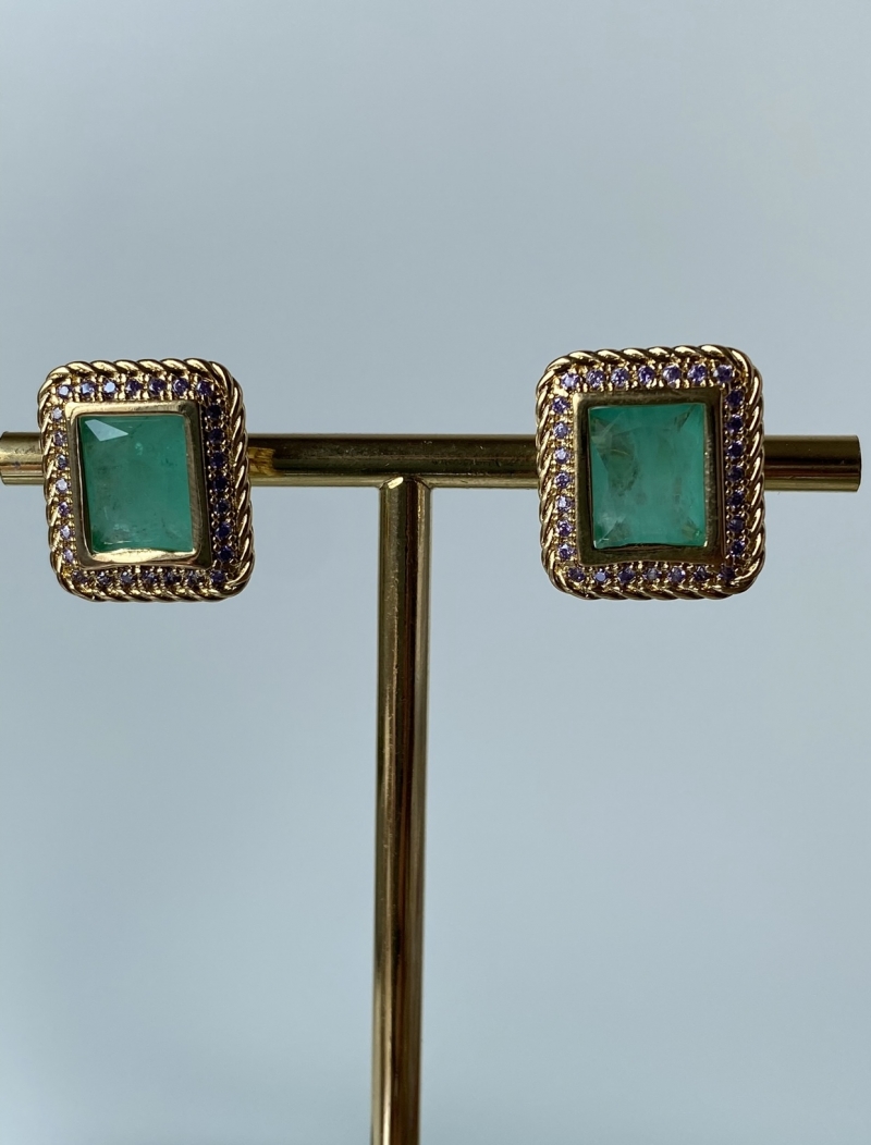 Mikabe - Square Fusion Earring Tourmaline/Lilac Set - MK905