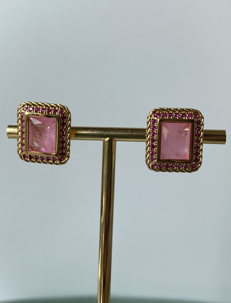 Mikabe - Square Earring Fusion Pink/Pink Set - MK906