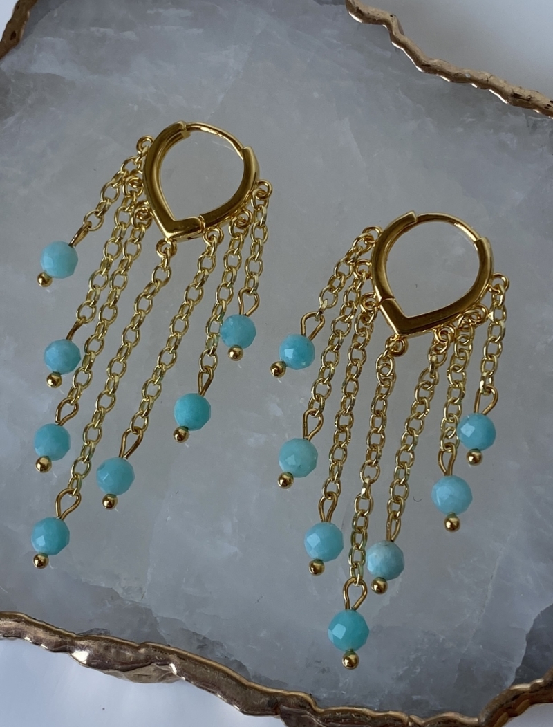 Mikabe - Earring Heart Hoop Amazonite - MK910