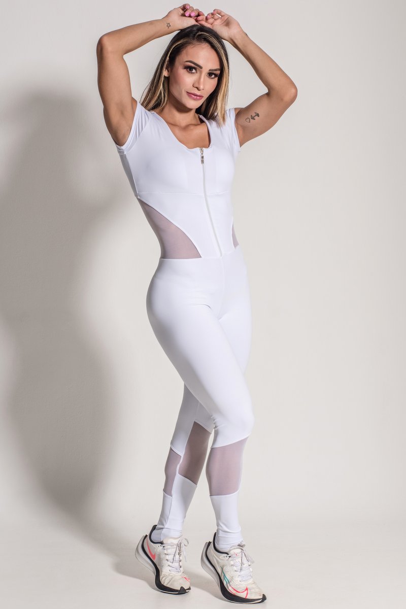 Canoan - White Mesh Shape Jumpsuit - 26035