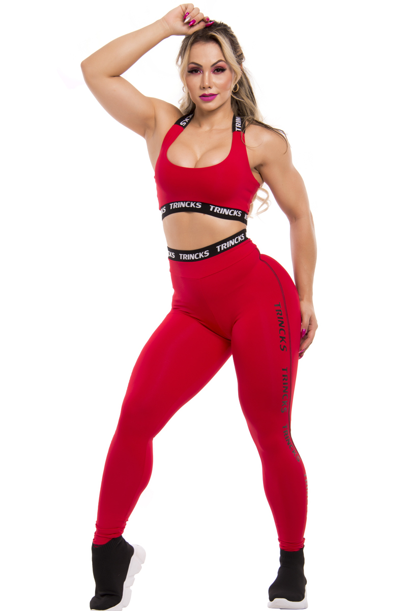 Elastic Power Trincks - Fitness Set Top and Pants Trincks Pants and Top Elastic Red - cjc-010637