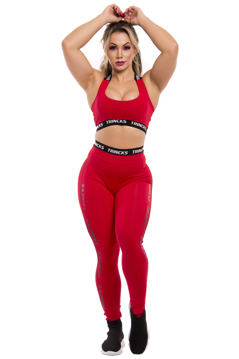 Elastic Power Trincks - Fitness Set Top and Pants Trincks Pants and Top Elastic Red - cjc-010637