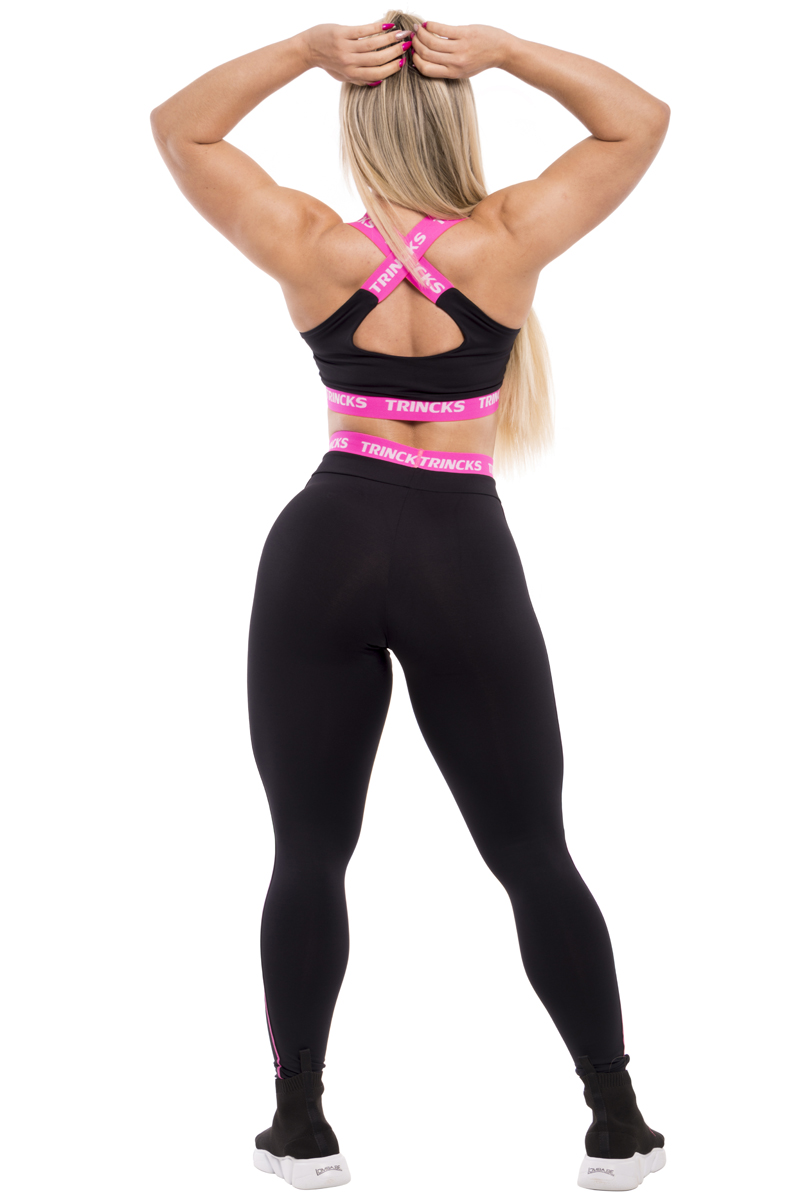 Elastic Power Trincks - Conjunto Trincks Calça e Top Elastic Black/PINK - cjc-010607