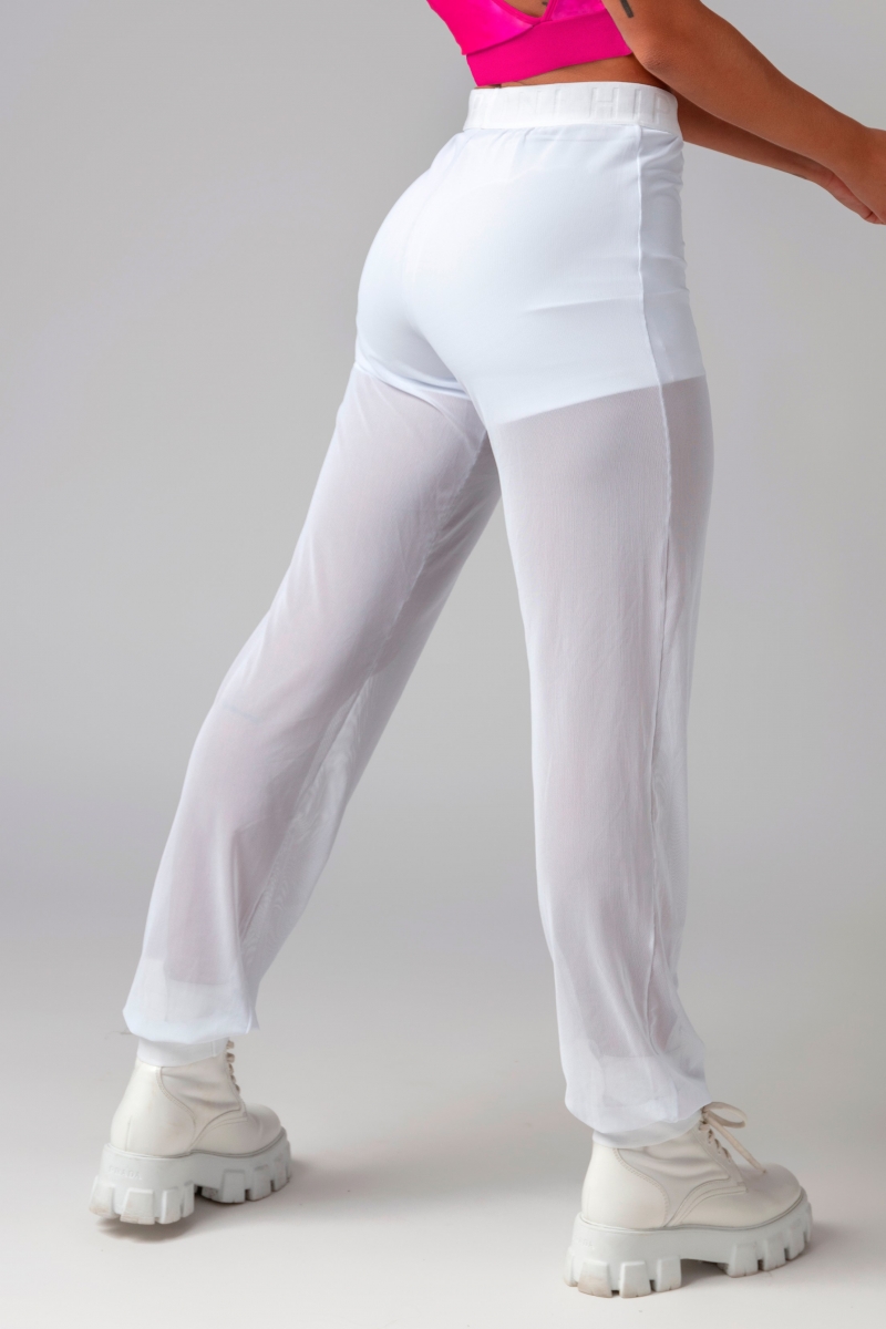 Hipkini - Obsessed Fitness White Tulle Leggings - 3339331