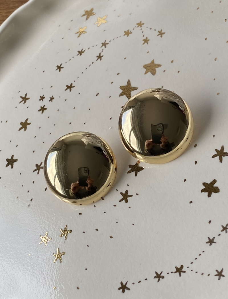 Mikabe - Earring Gold Mirror Button - MK969