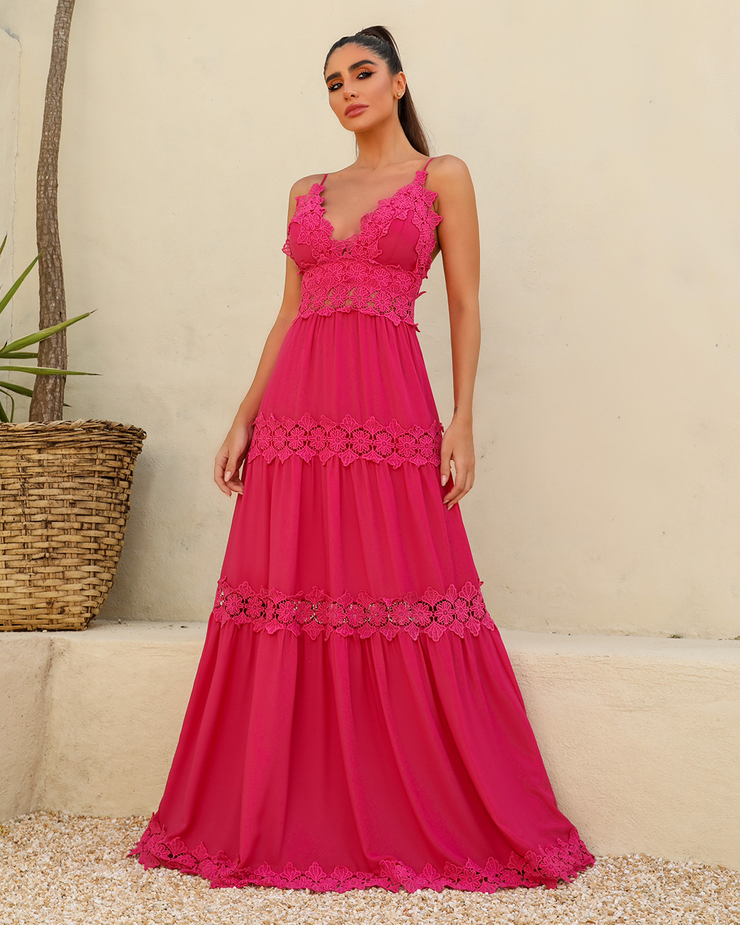Dot Clothing - Dress Dot Clothing Long Lace Pink - 1546ROSA