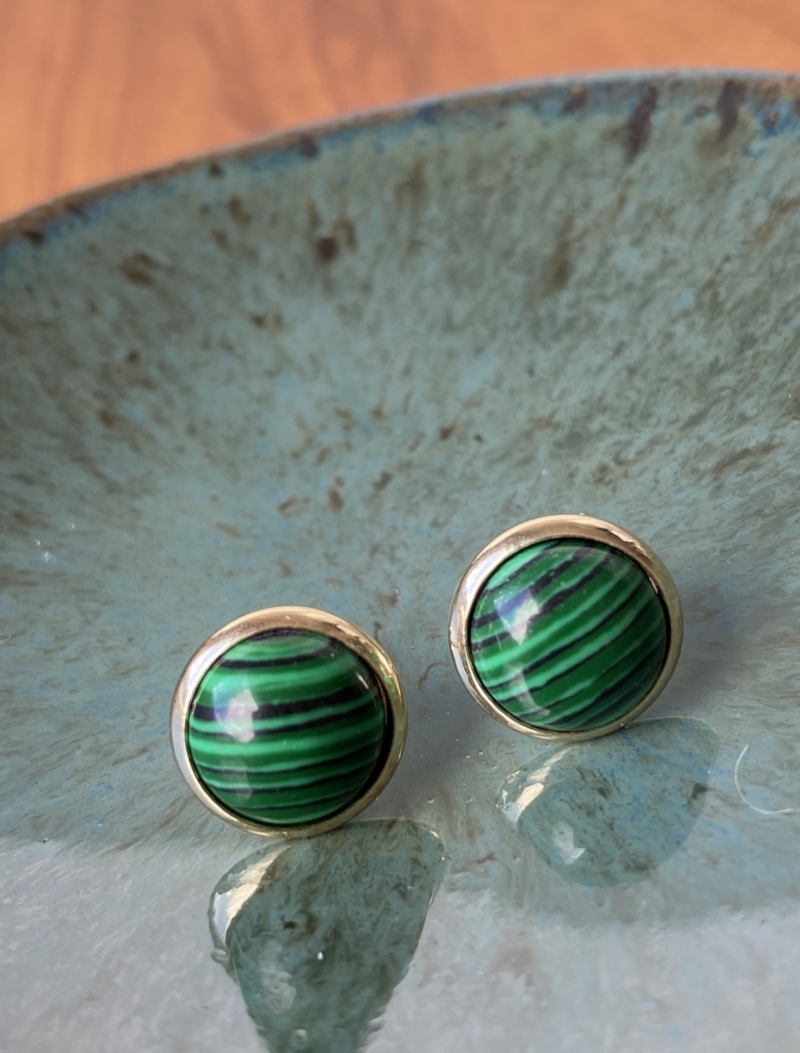 Mikabe - Malachite Button Earring - MK980