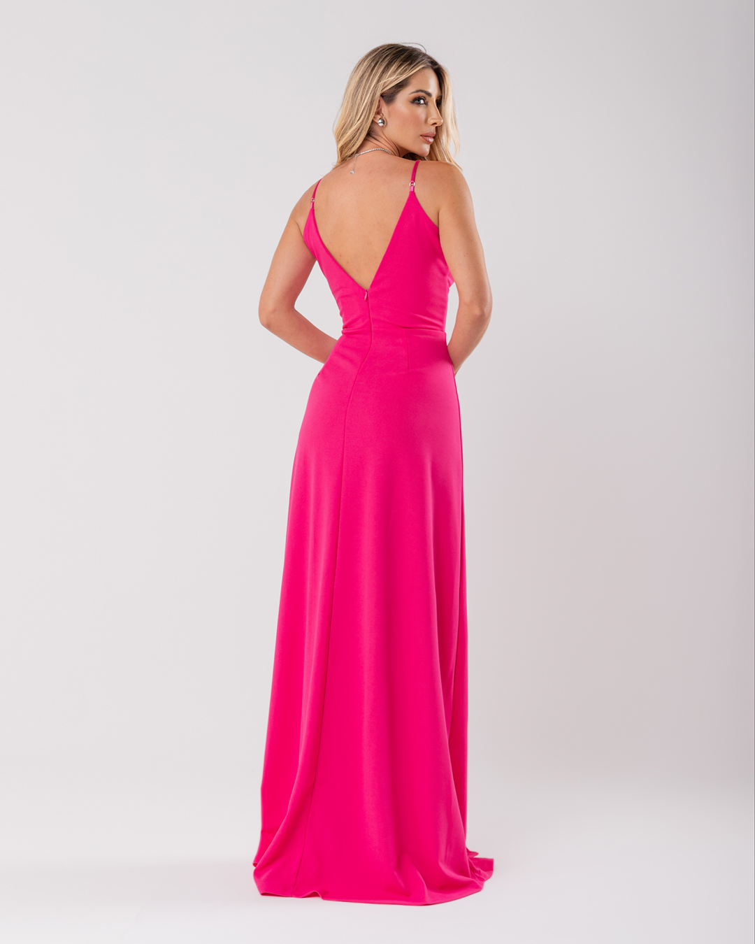 Dot Clothing - Dress Dot Clothing Long Strap and Neckline with Slits Pink - 068NROS