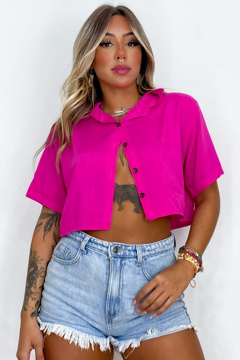 AS8 - Cropped Viscolinho Pink Liso - TM004