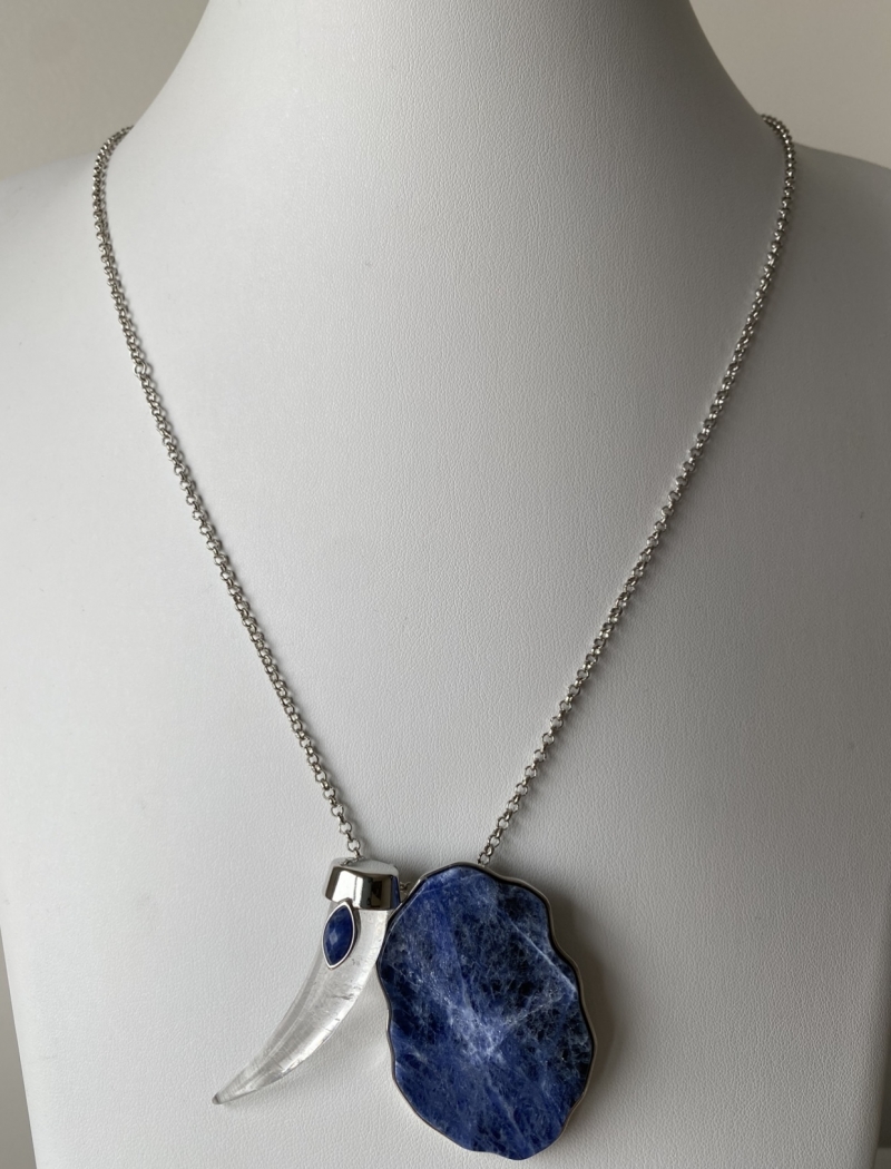 Mikabe - Necklace Scapular Duo Sodalite and Crystal - MK1038