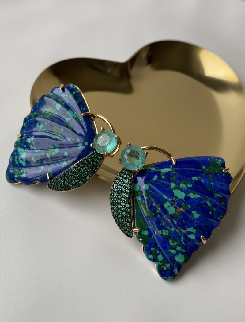 Mikabe - Turquoise Stone Butterfly Earring - Mk1055