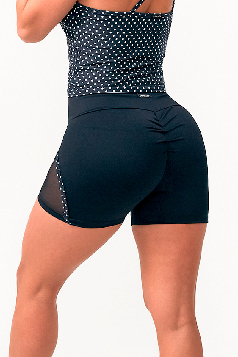 Canoan - Shorts Tule Preto Detalhe Poá - 08715