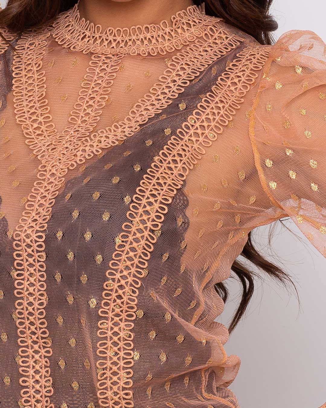 Limone - Shirt Limone tulle with Rose Gold Polka Dots - 02-872