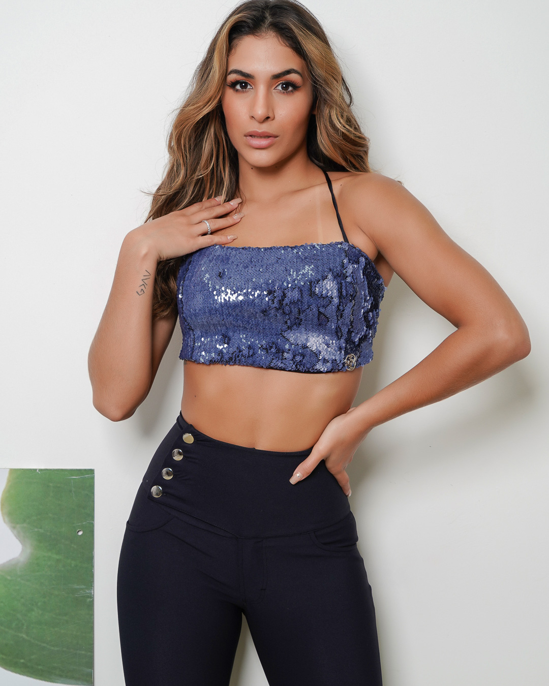 Miss Misses - Cropped Miss Misses Tube With Navy Sequins - 18865004