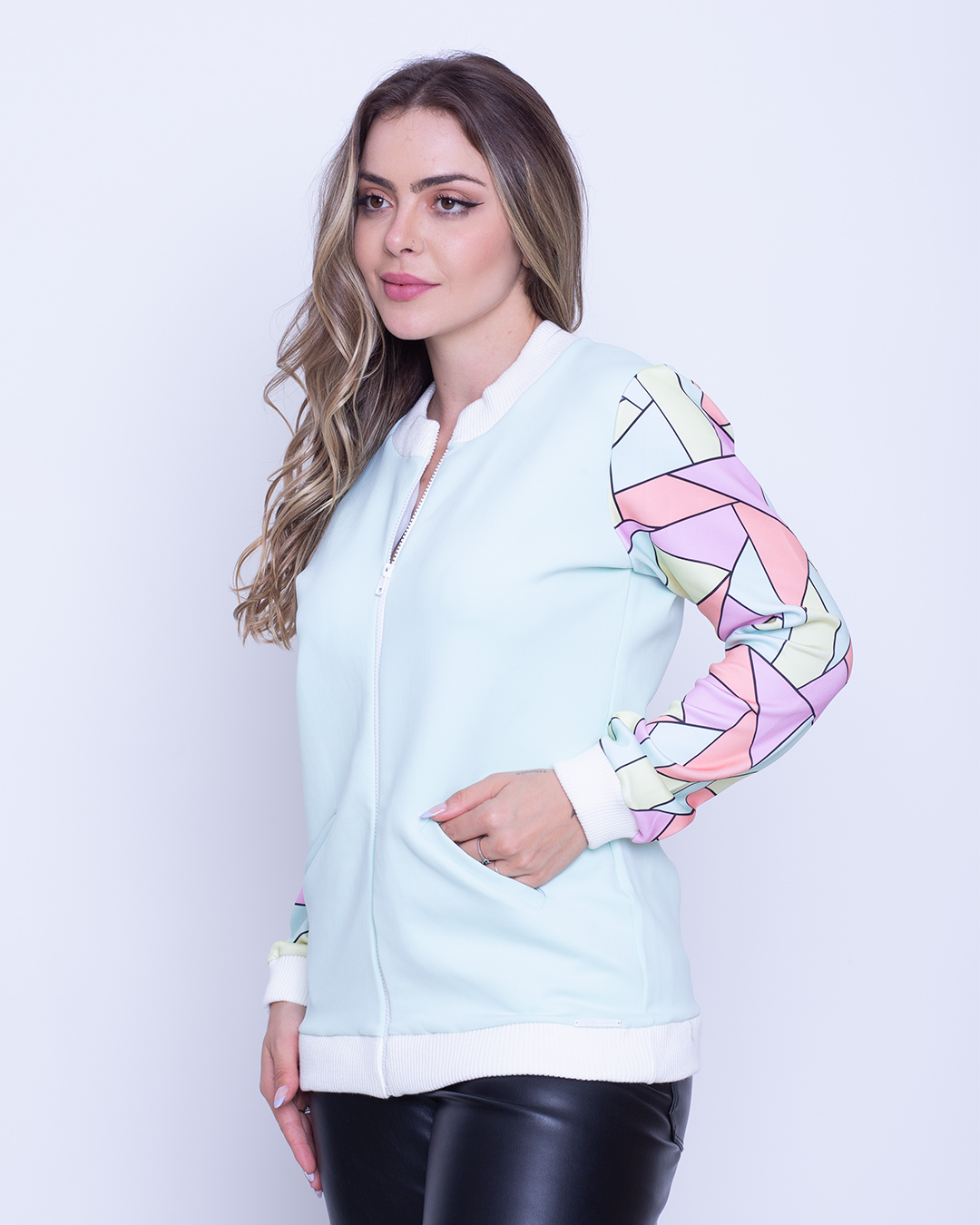 Limone - Blusa Limone manga longa com bolso Verde Água - 10012206