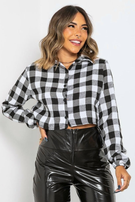 AS8 - Viscose Plaid Black/White Shirt - TM001