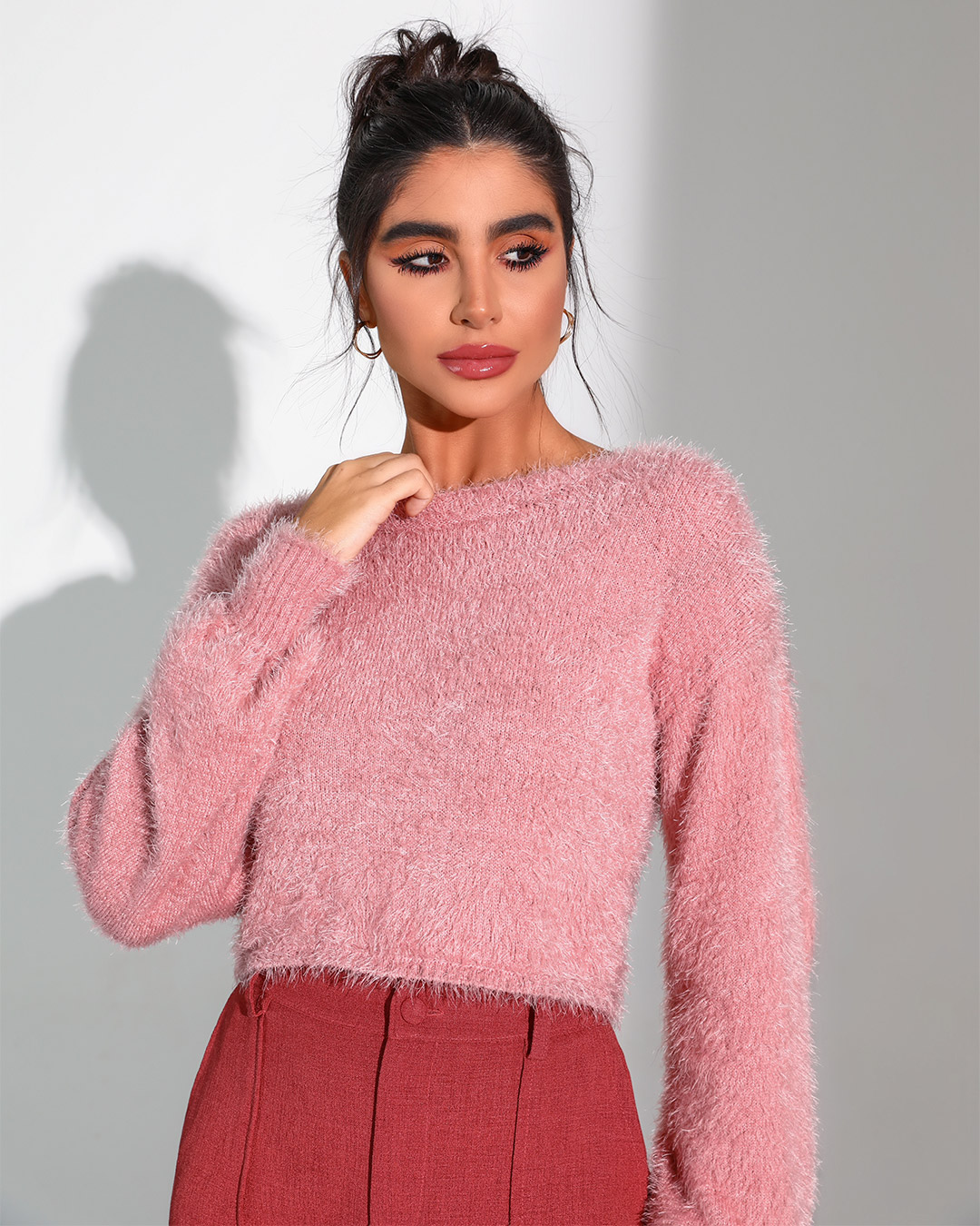 Dot Clothing - Blusa Dot Clothing Tricô Fluffy Rosa - T166ROS