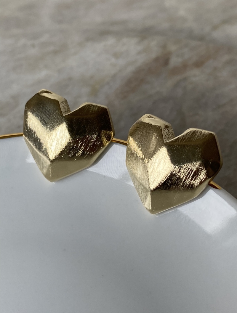 Mikabe - Matte Faceted Heart Earring - MK1113