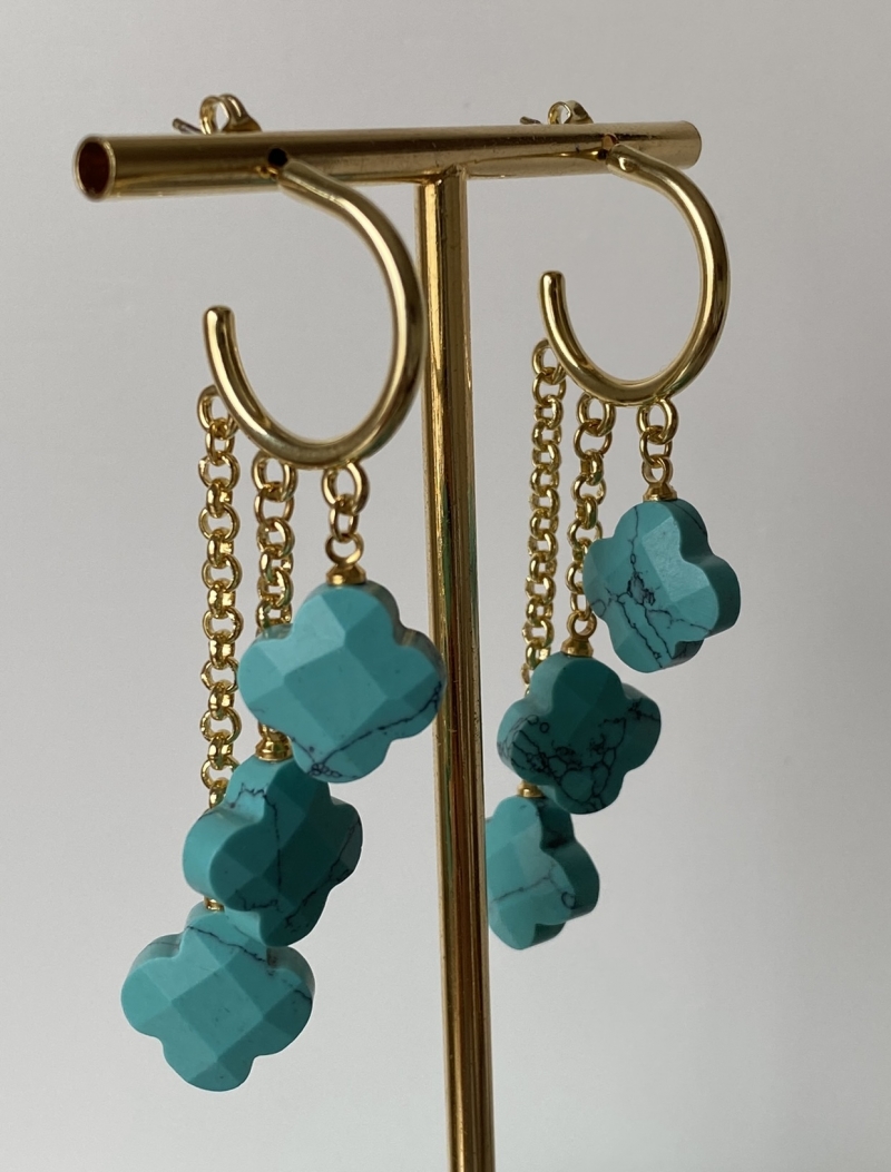 Mikabe - Turquoise Clover Earring Hoop - MK1123