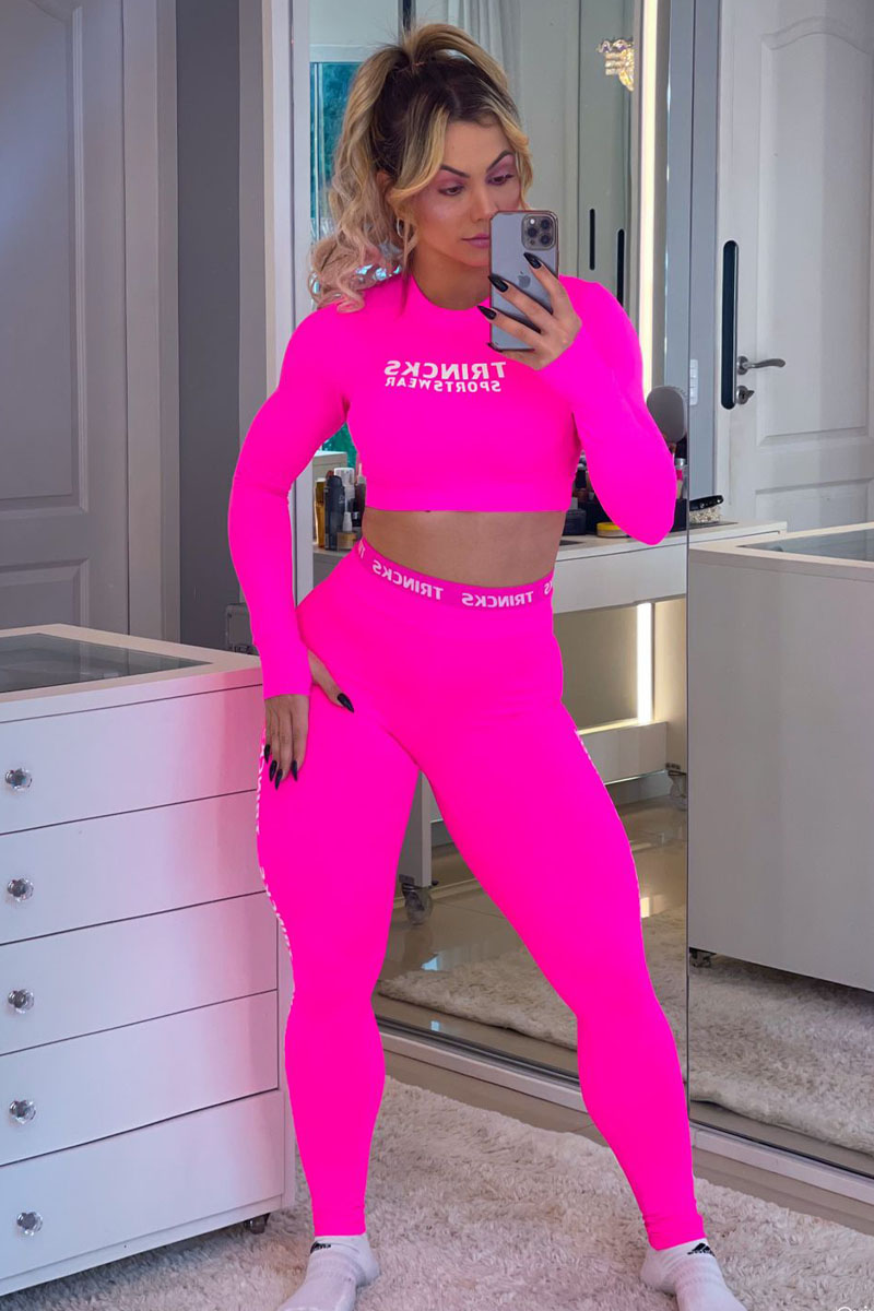 Trincks - Fitness Set Top and Pants Pants and Cropped Long Sleeve Pink - cjc-022733